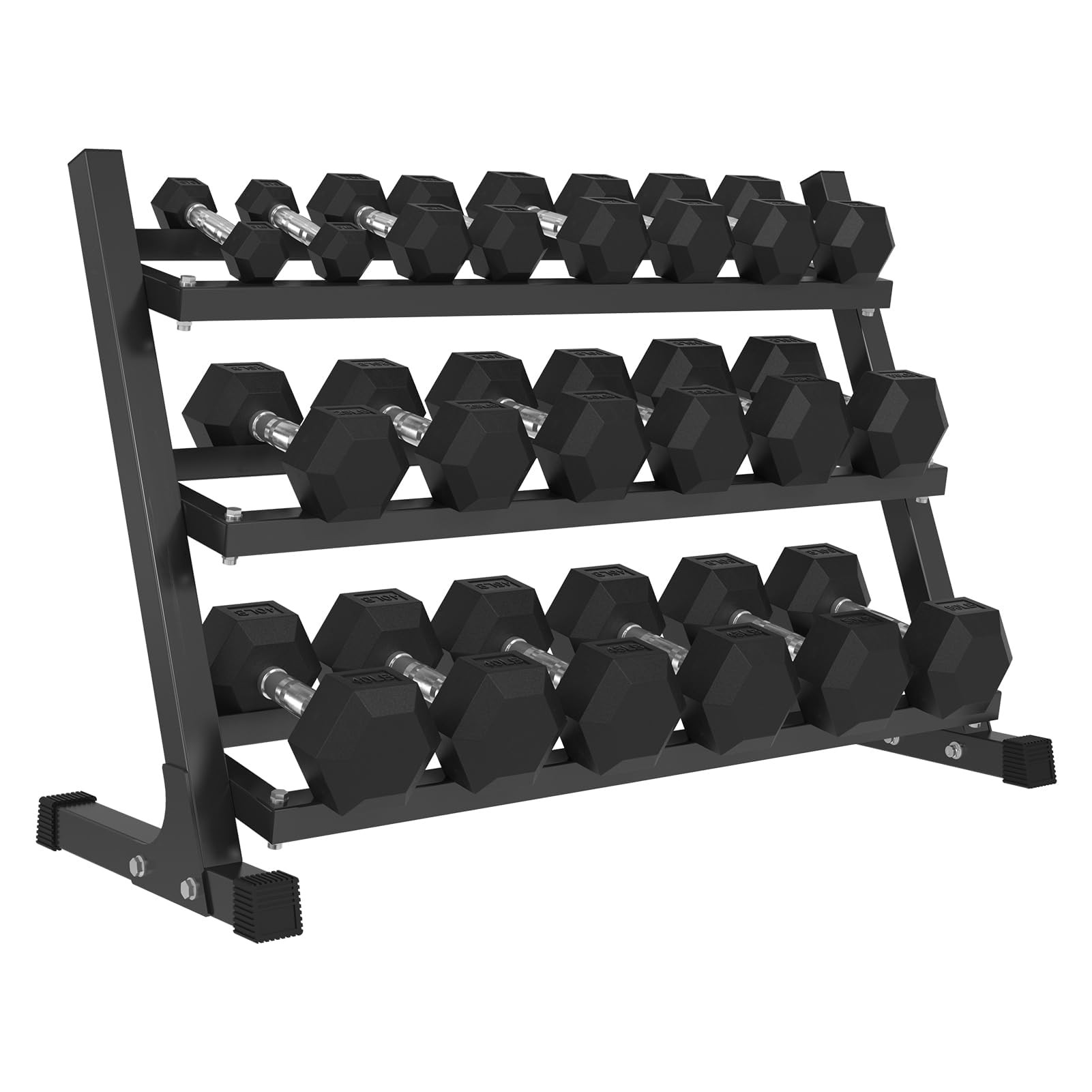 Mikolo Dumbbell Sets with Rack, Rubber Hex Dumbbells, Multiple Choices in 160/200/380/450/550LB, Hand Weights with Chrome Handle for Strength Training | Amazon (US)