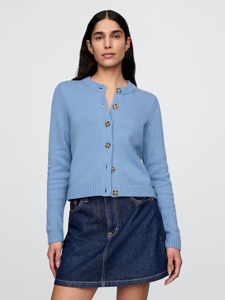 100% Cotton Crewneck Cardigan | Gap (US)