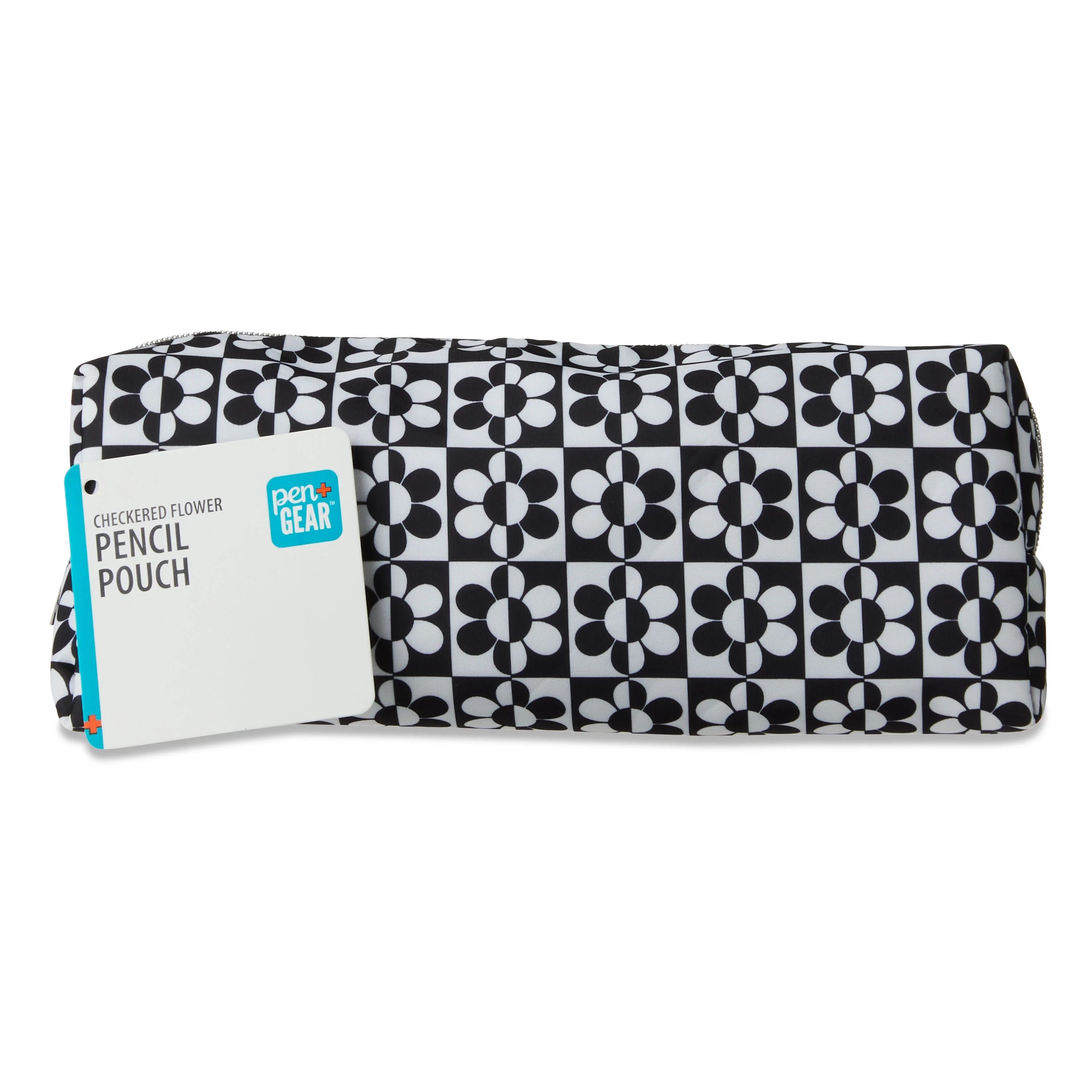 Pen+Gear Checkered Flower Pencil Pouch, Black & White | Walmart (US)