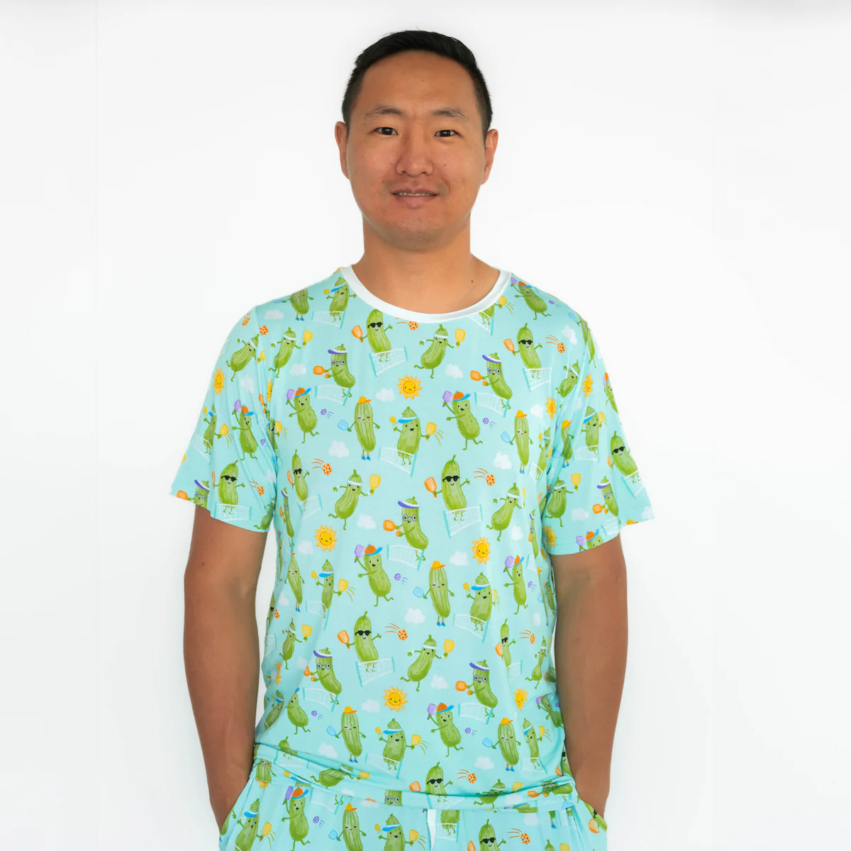 Pickle Power Men's Short Sleeve Pajama Top | Little Sleepies