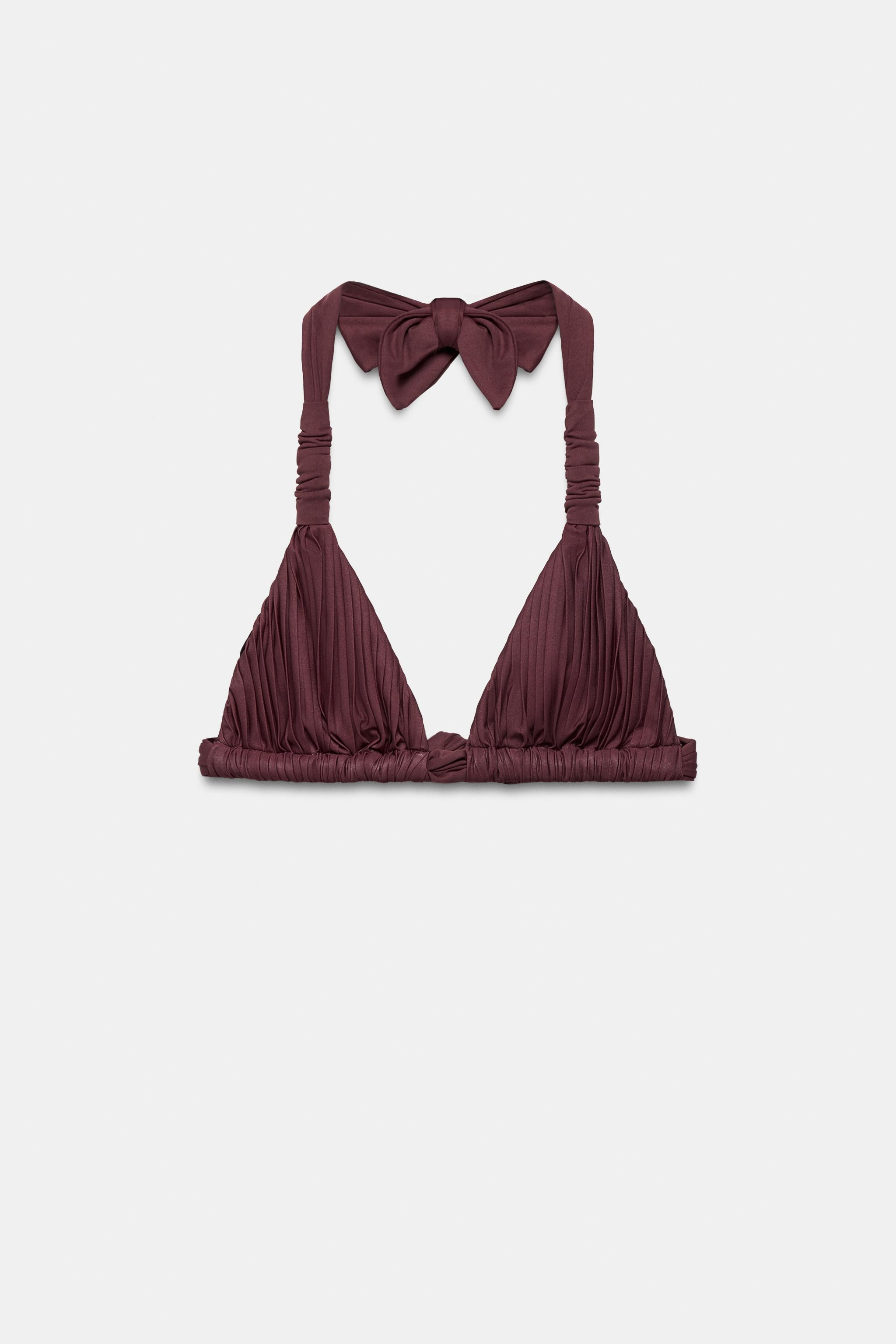 PLEATED TRIANGLE BIKINI TOP | Zara UK