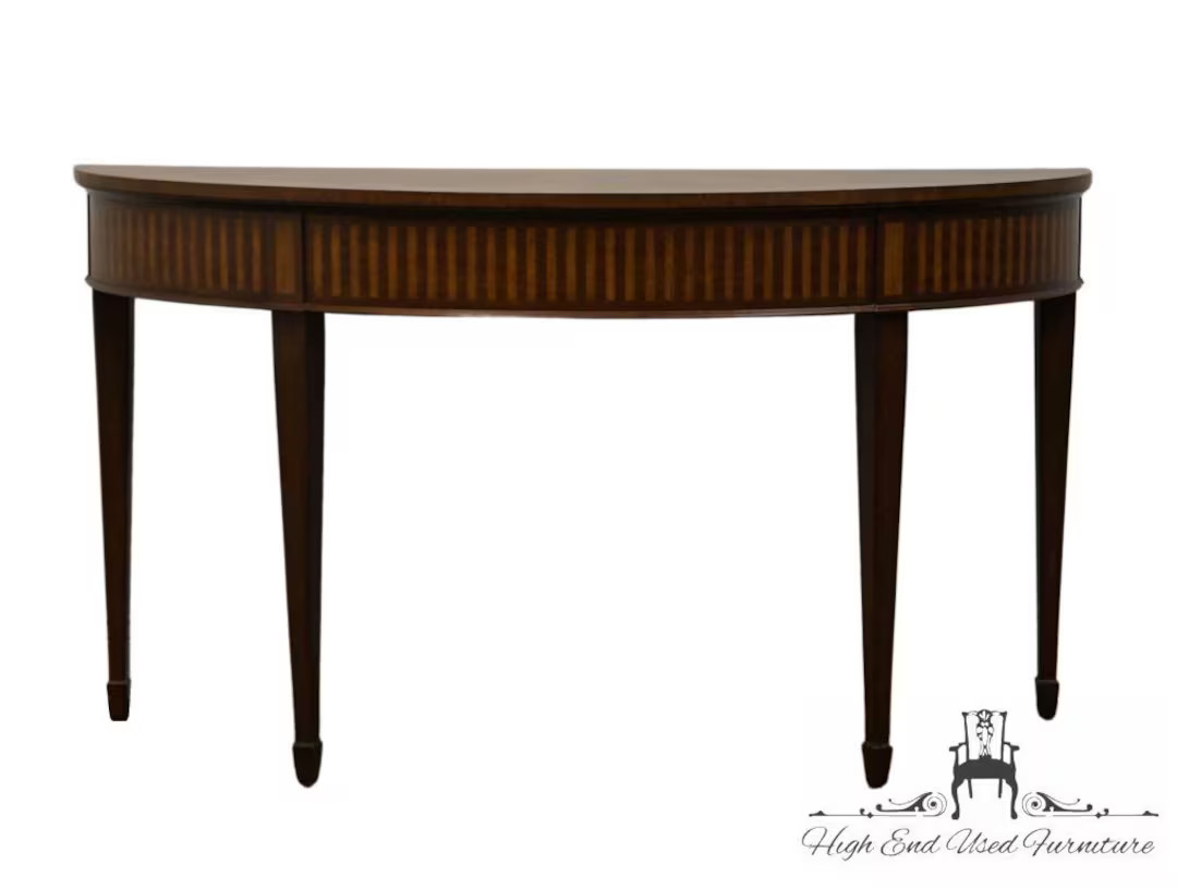 ETHAN ALLEN Newport Collection Traditional Hepplewhite Style Banded Mahogany 56 Accent Demilune S... | Etsy (US)