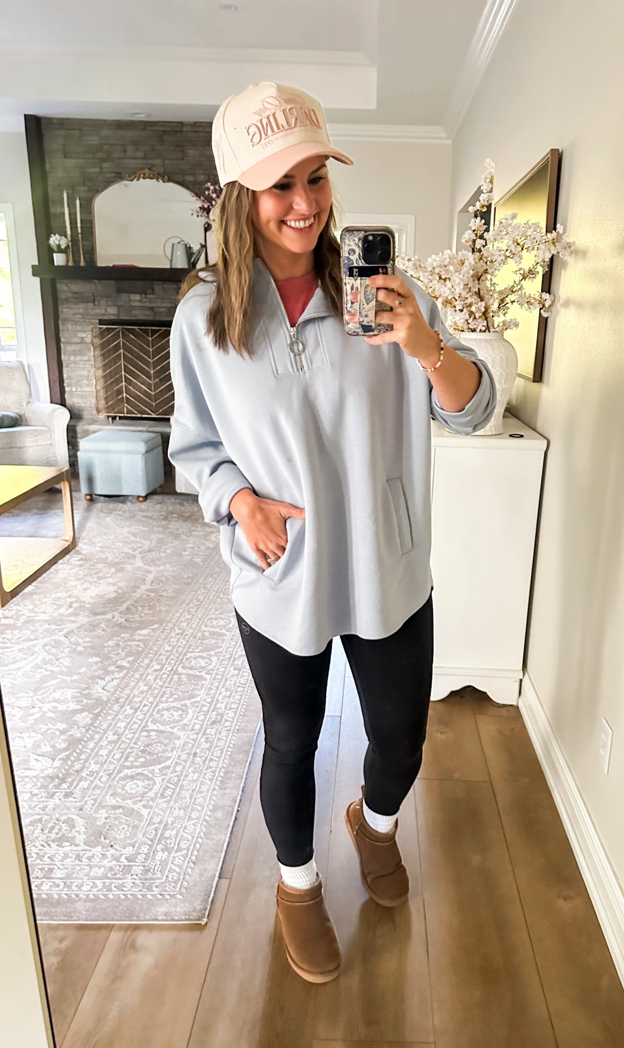 Casual fall /winter leggings outfit I’m loving! Oversized hoodie pullover in size M (runs big) is perfect with my fave everyday leggings, uggs dupe boots and crew socks! 

Great travel outfit, lounging, sports mom look or just casual everyday outfit! Mom uniform, casual mama style, fall 2025 trends, aerie look for less

#LTKHoliday #LTKFindsUnder50 #LTKTravel