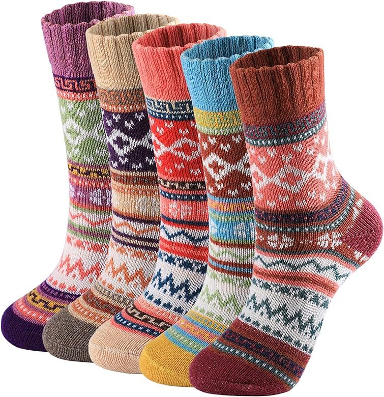 Trifabricy Wool Socks - Vintage Winter Warm Wool Socks for Women, Soft Cozy Socks, Thick Knit Boo... | Amazon (US)