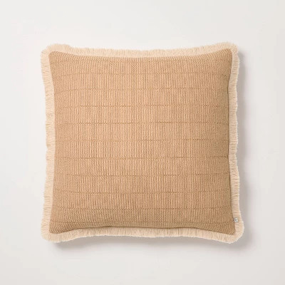 24"x24" Textured Woven Square Toss Pillow Natural - Hearth & Hand™ with Magnolia | Target