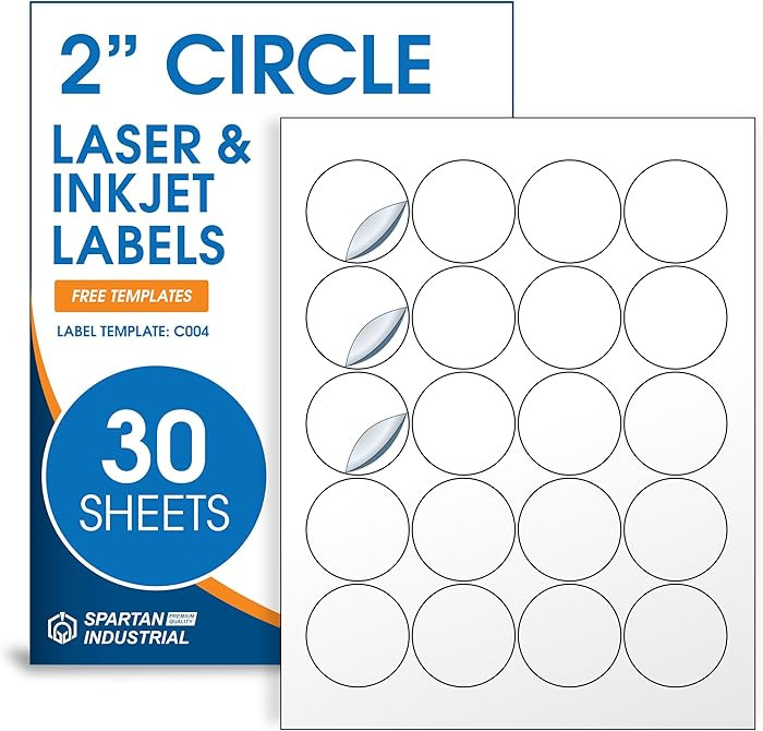 2" Printable Round Labels for Laser and Inkjet Printers - 600 Blank Labels, 30 Sheets for Thank Y... | Amazon (US)