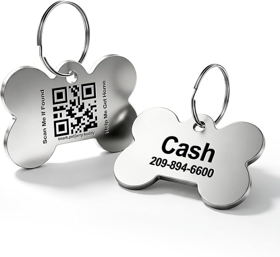 Dog Tags Personalized, Custom Pet ID Tags with QR Code, Real-time Scan Alerts, Modifiable Pet Pro... | Amazon (US)