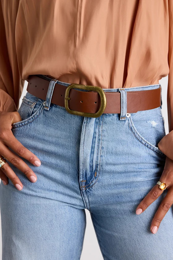 Kenzo Brown Brushed Buckle Belt | Lulus
