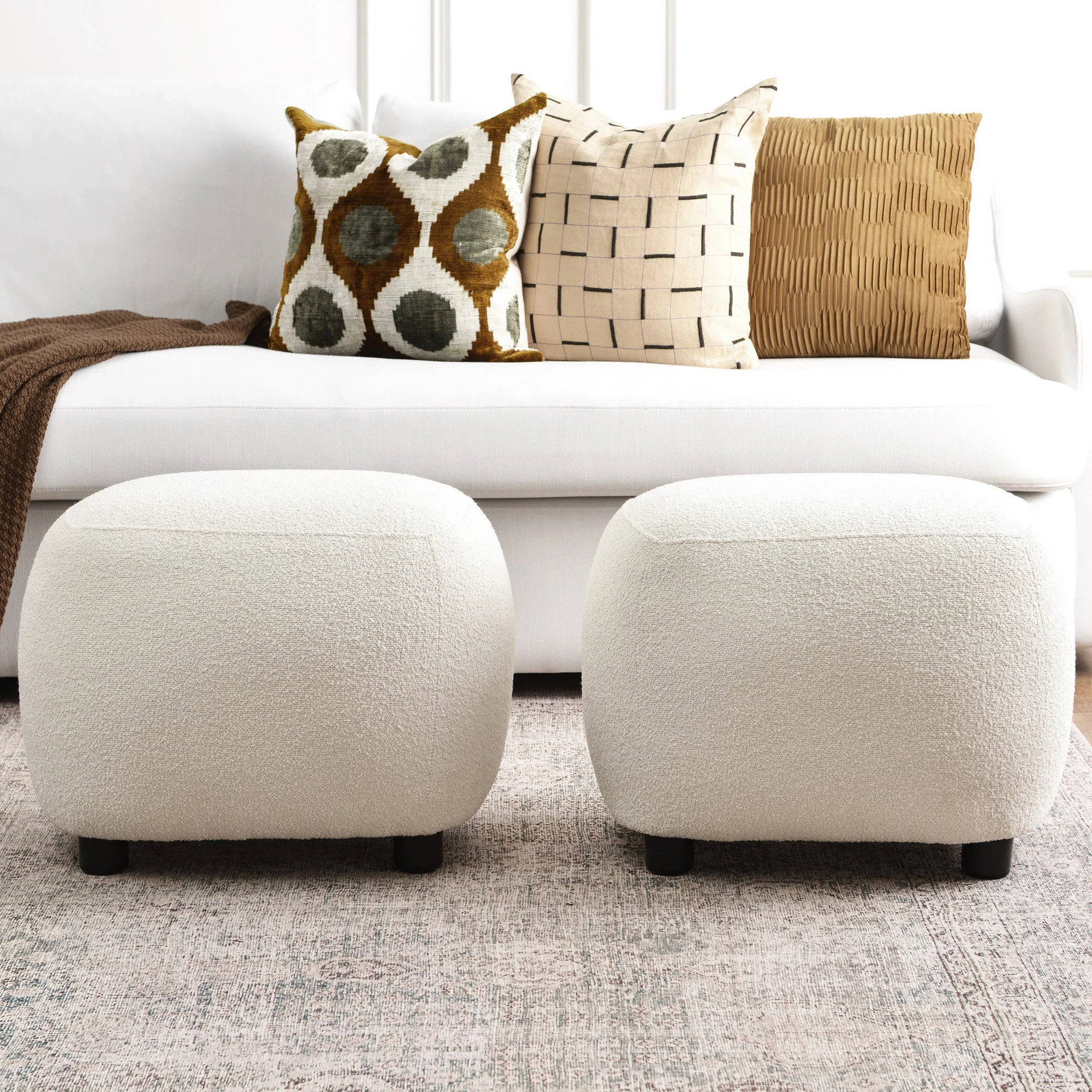 23" Wide Boucle Upholstered Ottoman Set Of 2 | Wayfair North America