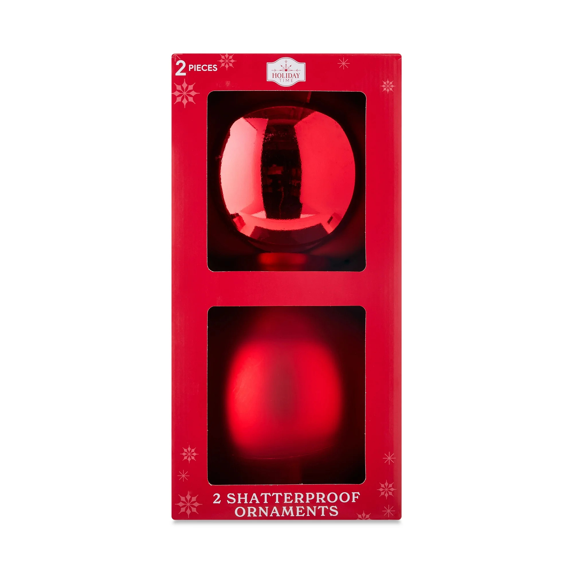 2-Count Red Jumbo Shatterproof Christmas Ornaments, 7.8 in, by Holiday Time | Walmart (US)