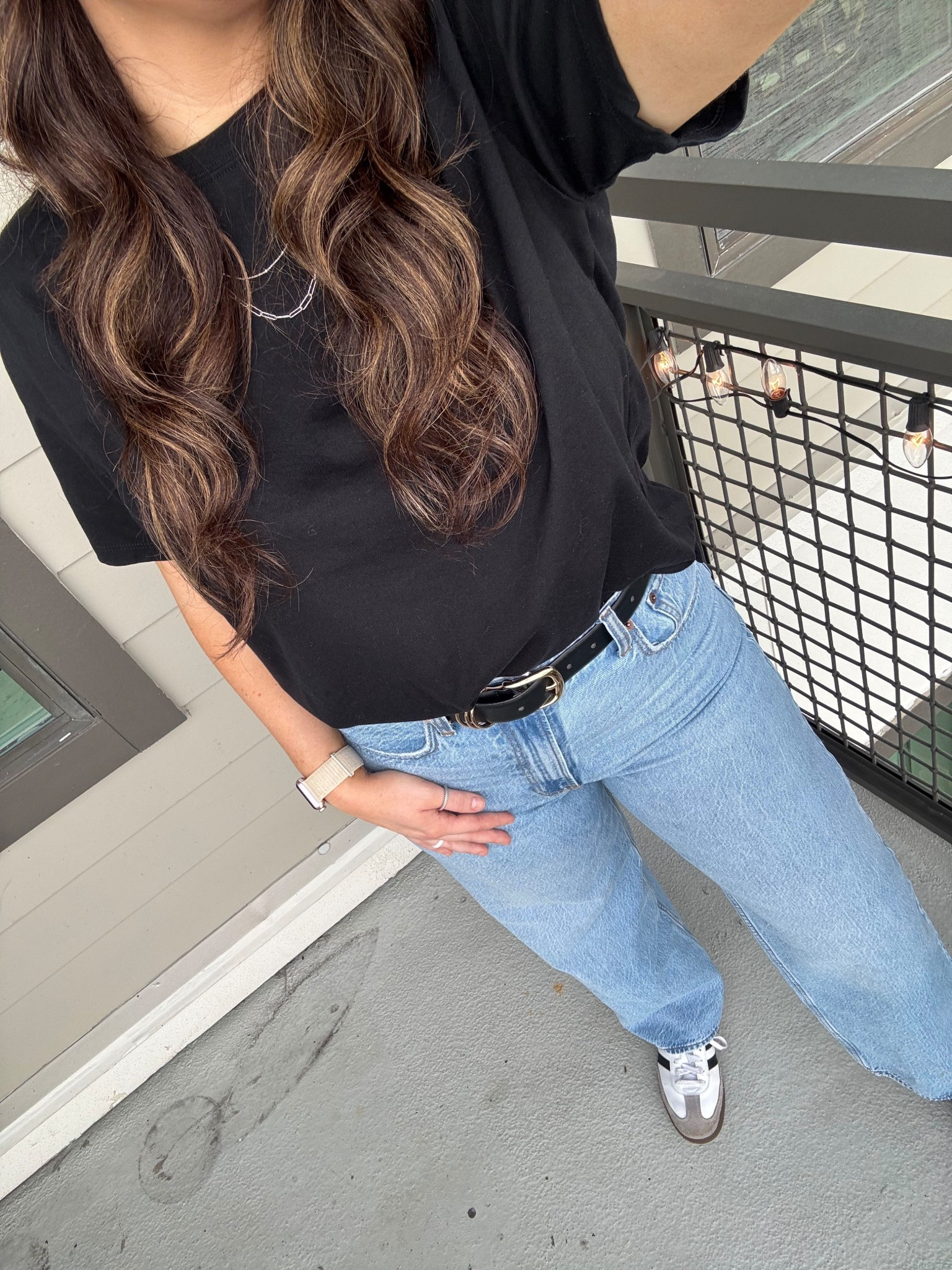 Easy fall outfit 🍂 —Jeans, a black t-shirt and adidas samba sneakers — casual, comfy, and effortlessly chic. This fall outfit is great for travel, coffee runs, or anytime you just don’t have it in you to try too hard. Keep the basic pieces and add jewelry, belt, sweater, and change shoes for the occasion and you are ready with little effort when time is short. The Abercrombie ljeans may be FAVORITE ever! The fit is so comfy and the leg flair is perfect. 

#LTKFindsUnder50 #LTKStyleTip #LTKSeasonal