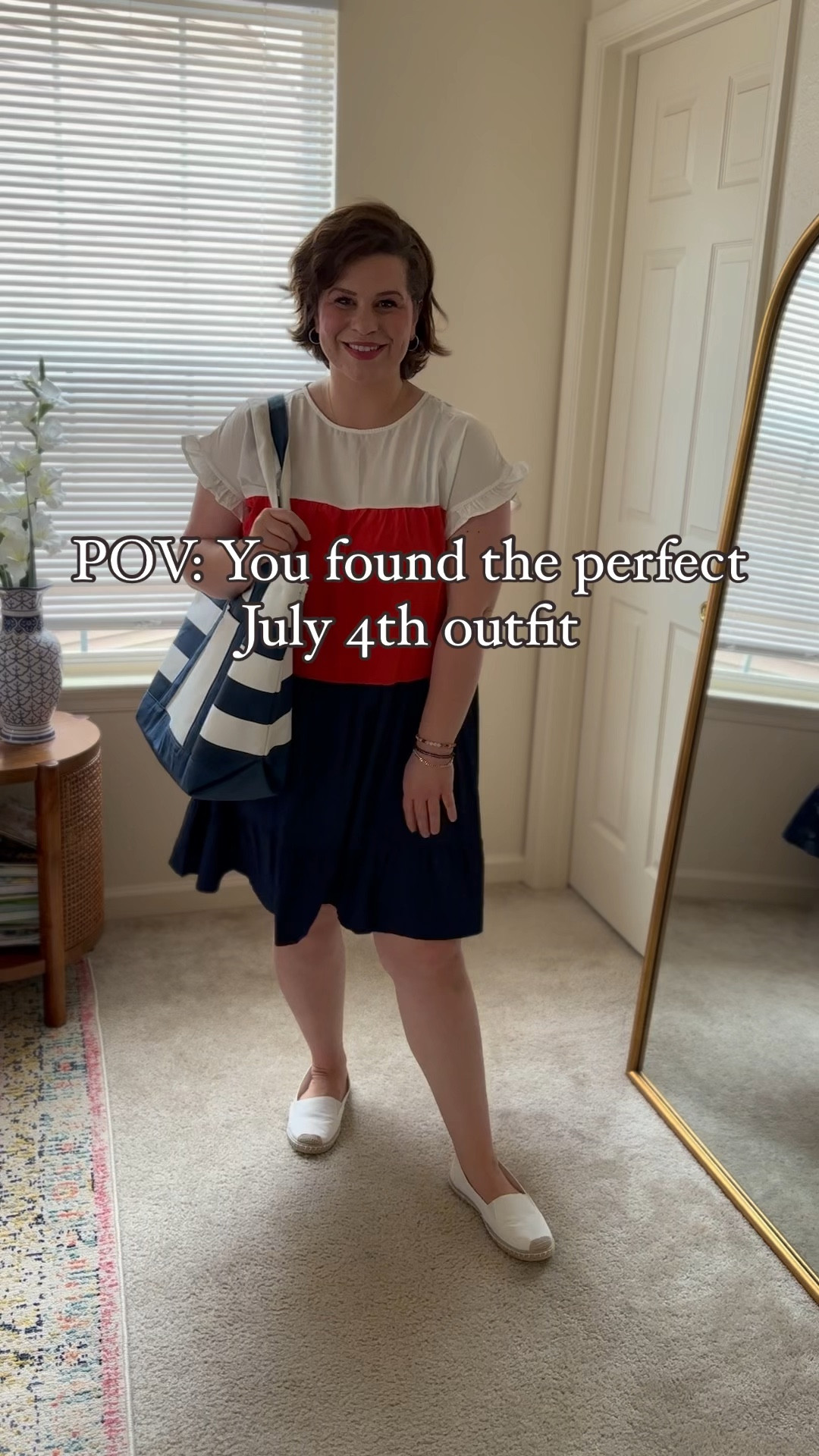 Lightweight, patriotic 🇺🇸 and perfect for the 4th of July! If you love easy to wear summer dresses, this is for you. I’m a size 12 wearing a large with a lot of room. The roomy canvas tote bag is perfect for beach and pool days, boat outings, errands and more! 

#LTKMidsize #LTKFindsUnder50 #LTKStyleTip