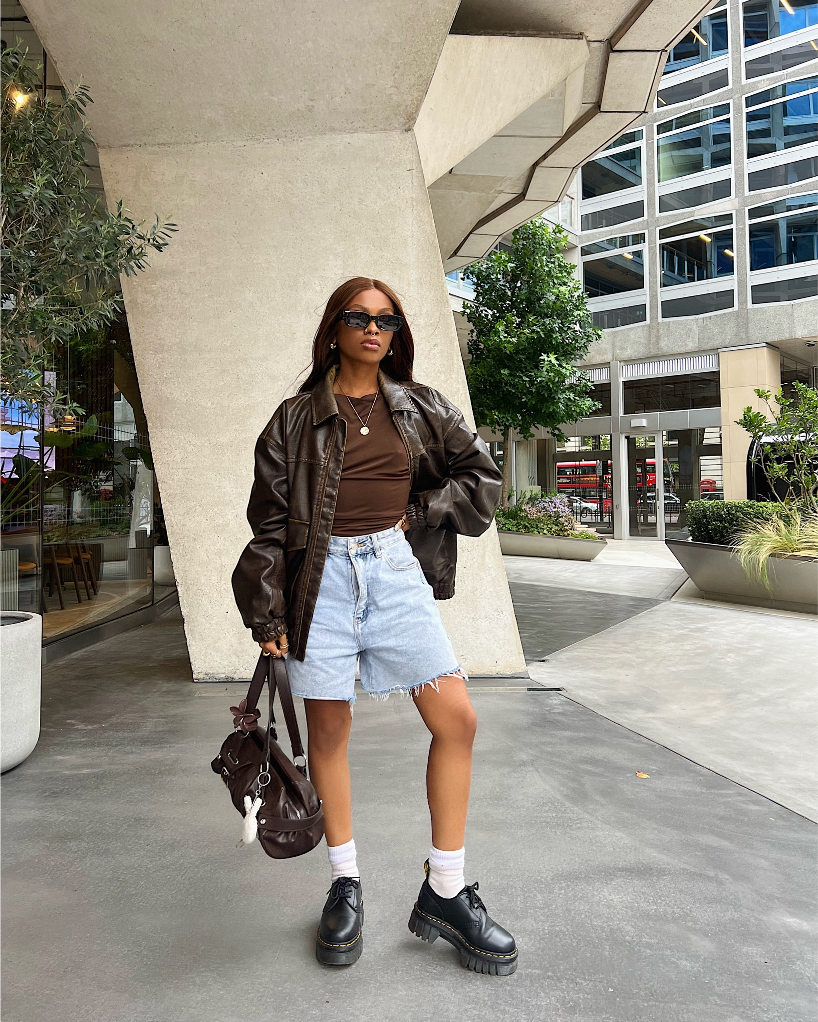 Autumn brown brown leather jacket cut off jorts

#LTKshoes #LTKautumn #LTKFashionMonth