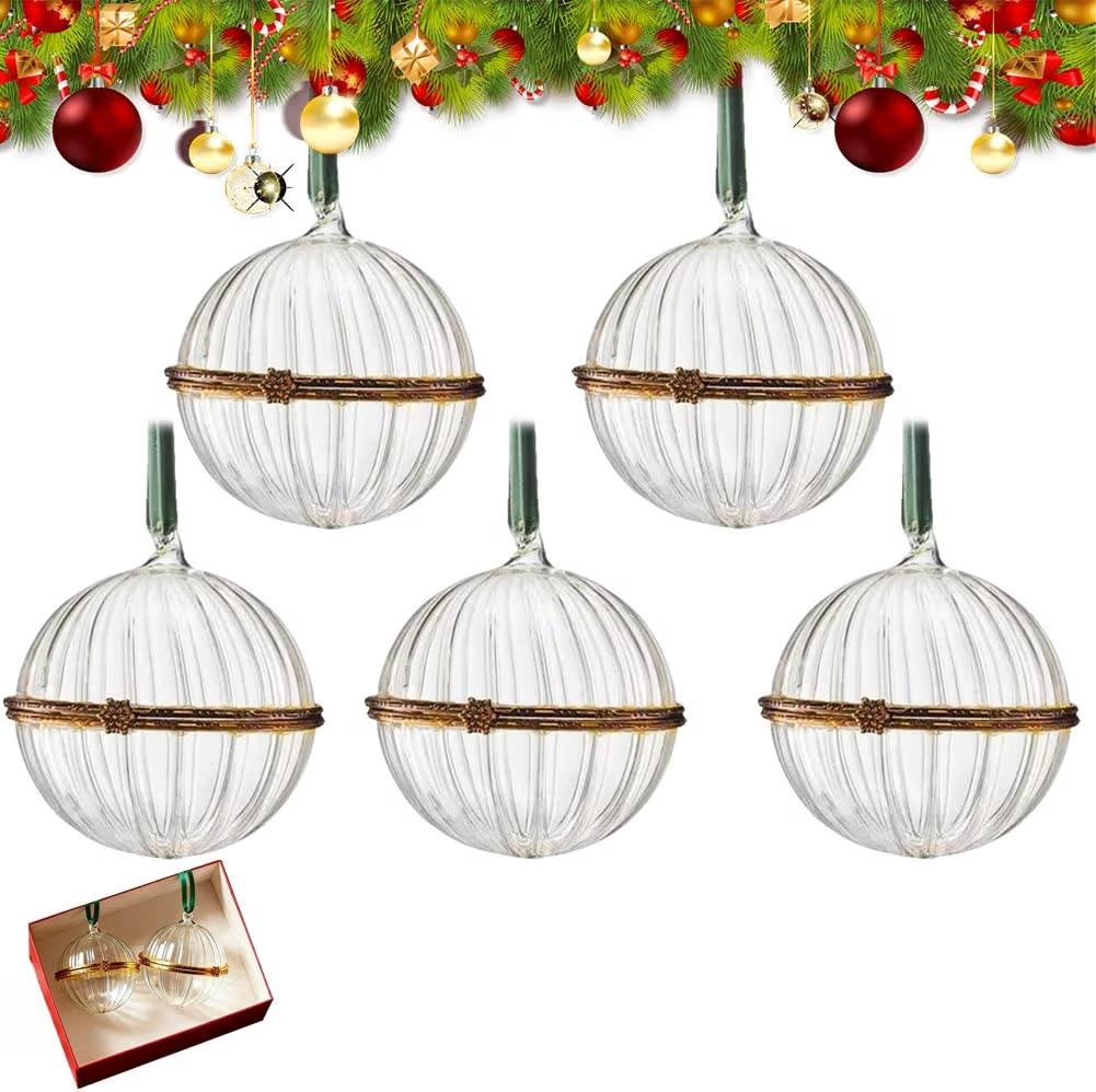 Christmas Ornament Ball, Hinged Christmas Tree Ornament with Ribbon Accent, Fillable Ornament, Winter for Tree & Tabletop Décor Gifts, Opening for DIY Holiday Decorations | Amazon (US)