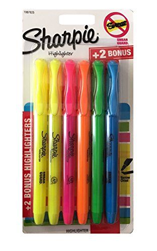 Sharpie Pocket style Highlighters Assorted Colors 4 Pens Plus 2 Bonus | Amazon (US)