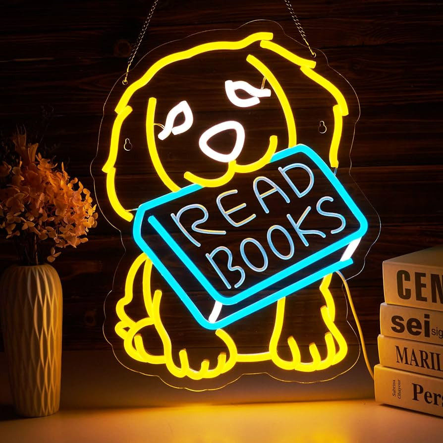 Read Books Golden Retriever Neon Sign for Wall Decor, Read More Books LED Signs Lights for Book C... | Amazon (US)