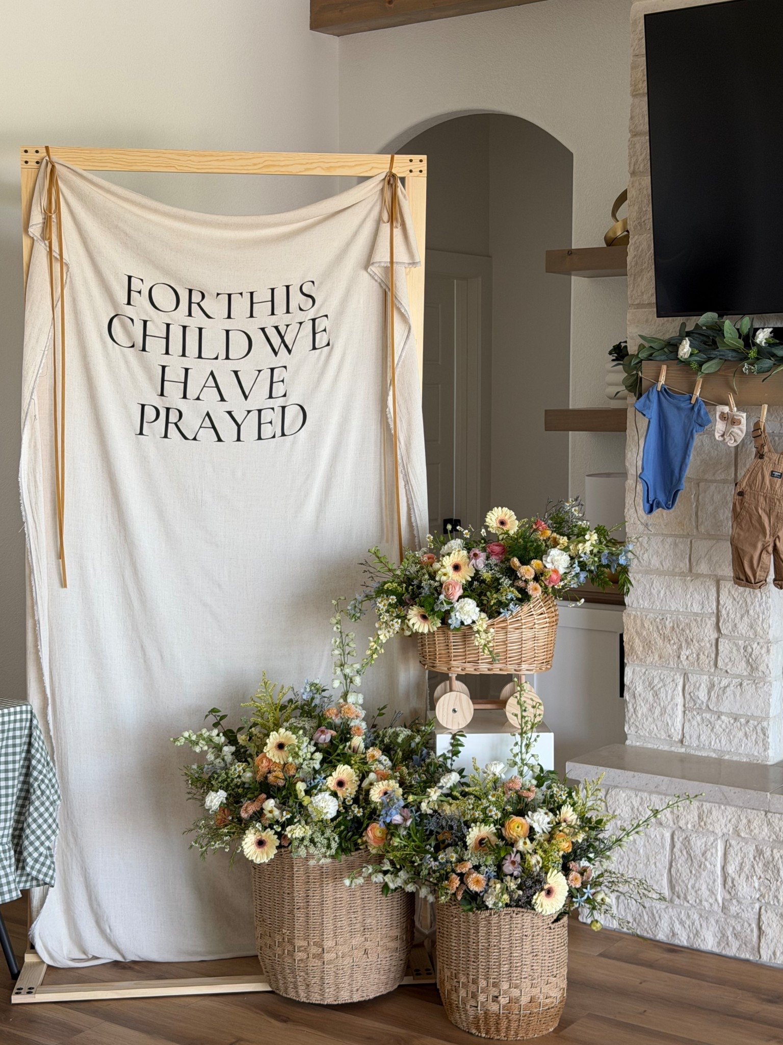 The cutest DIY photo backdrop for our baby shower🥹 Stand is 7 ft tall so was perfect for my tall husband! 

#LTKBaby #LTKmomlife #LTKBump