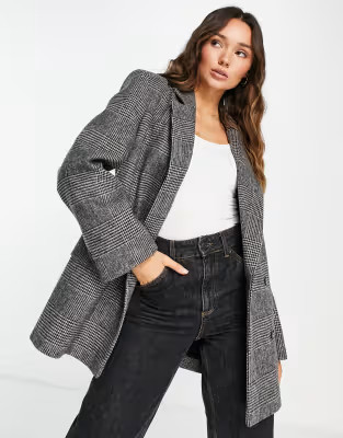 Topshop check blazer coat in mono | ASOS | ASOS (Global)