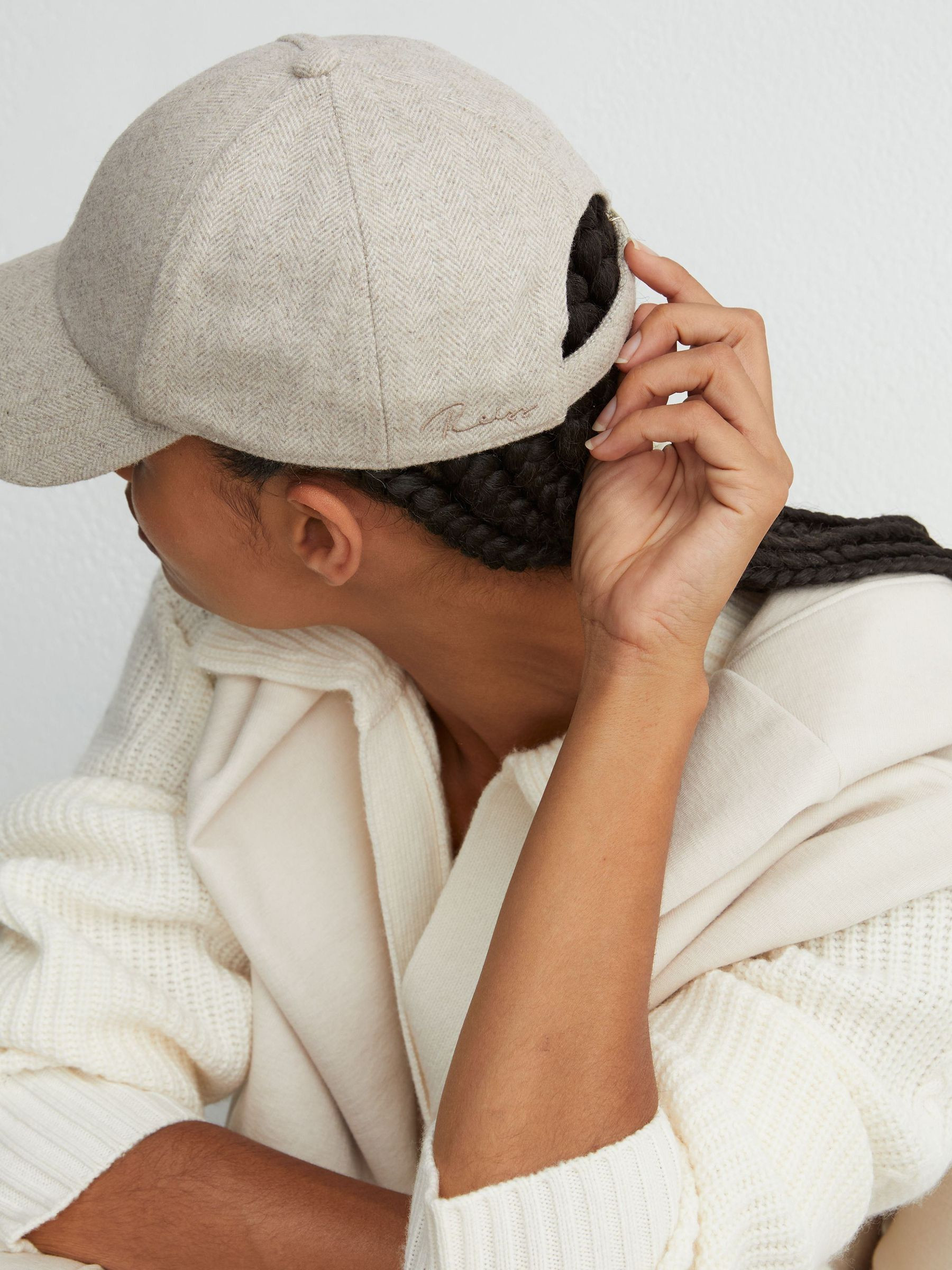 Wool-Blend Herringbone Baseball Cap | Reiss UK