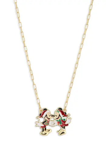 BaubleBar x Disney® Mickey & Minnie Mouse Holiday Necklace in Gold Multi at Nordstrom Rack | Nordstrom Rack