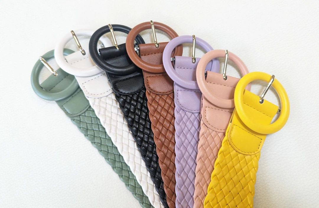 Vegan Leather Belt, Multi Colours, Colourful Belt, Round Buckle Belt, Fashion Belt, Lots of Color... | Etsy (US)