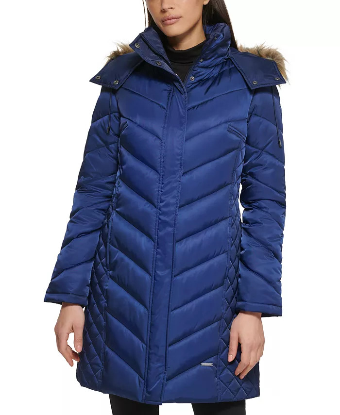 Kenneth Cole Women's Faux-Fur-Trim Hooded Puffer Coat & Reviews - Coats & Jackets - Women - Macy'... | Macys (US)