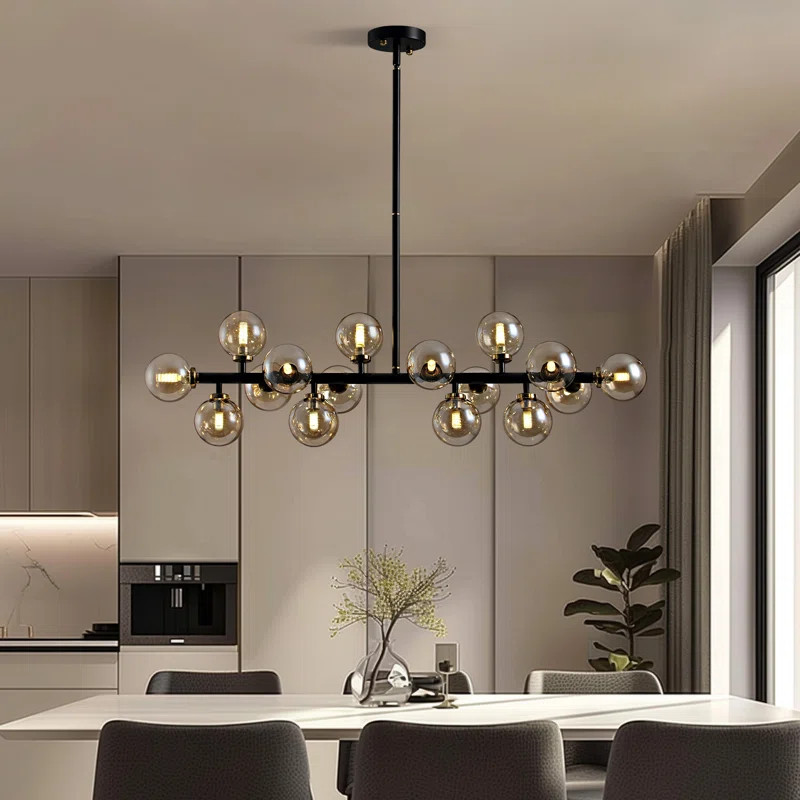 Holmesfield 16 - Light Dimmable Bubble Glass Sputnik Modern Linear Chandelier | Wayfair North America