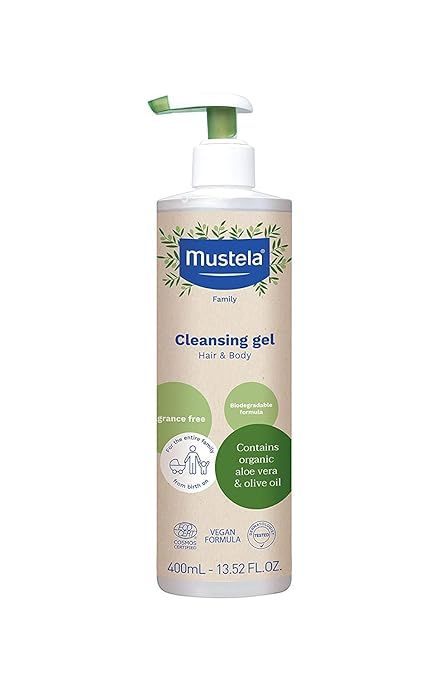 Mustela Certified Organic Cleansing Gel - Natural Hair & Body Wash with Olive Oil & Aloe Vera - F... | Amazon (US)