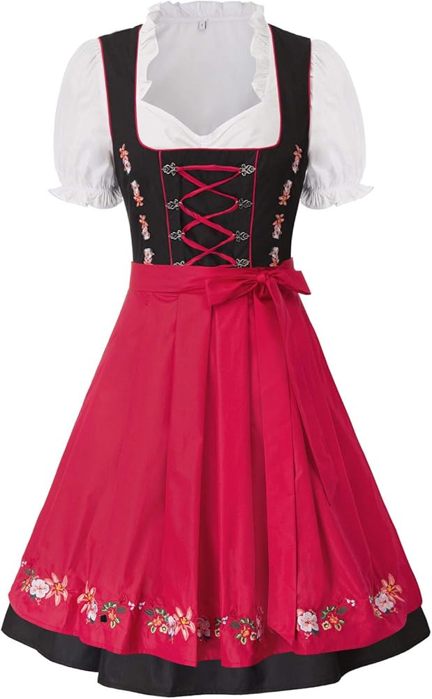 Women's German Dirndl Dress Costumes 3 Pieces for Oktoberfest Carnival | Amazon (US)