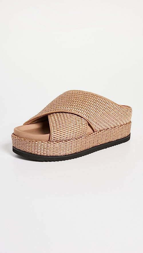 Cross Stack Raffia Platform Slides | Shopbop