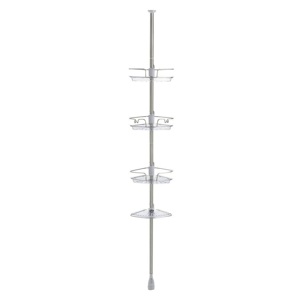 OXO Good Grips Lift and Lock Pole Caddy in Stainless Steel, Silver | The Home Depot