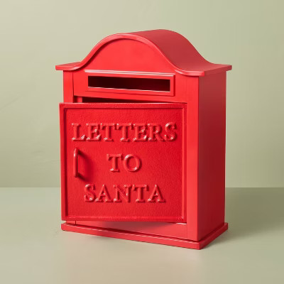 A red mailbox marked Letters to Santa
