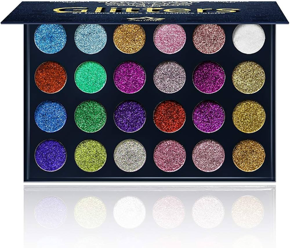 24 Color Pressed Glitter Eyeshadow Palette - Mineral Ultra Shimmer Makeup Palette Eye Shadow Powd... | Amazon (US)