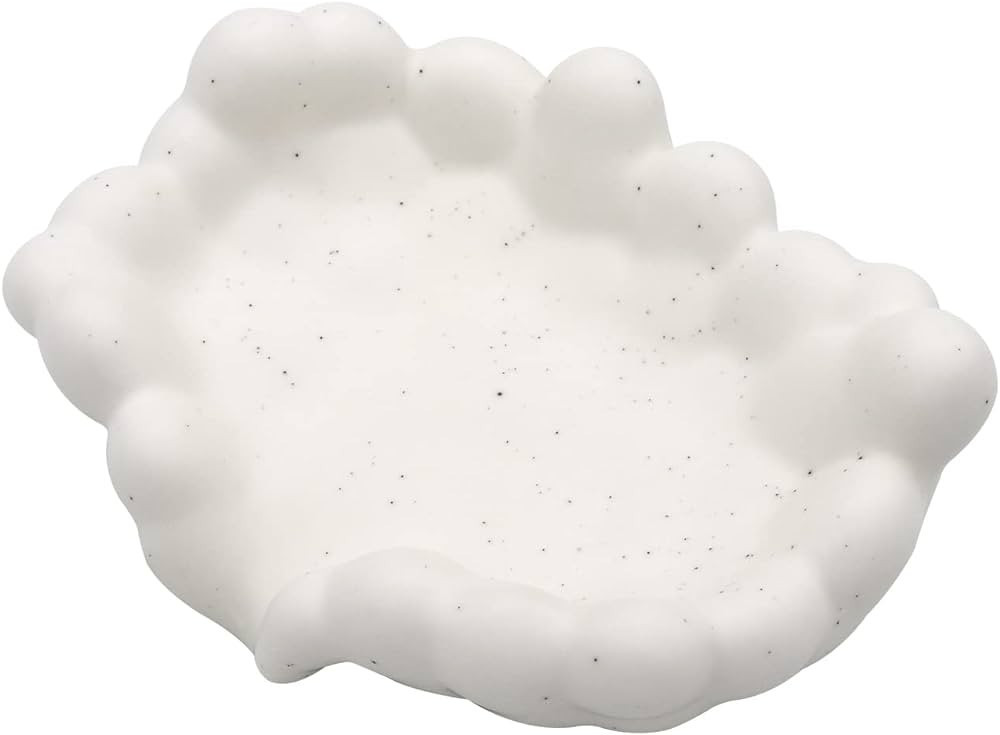 Polyroyal Self Draining Soap Dish Bubble Style White Sandstone Texture Ceramic Waterfall Slot Mod... | Amazon (US)