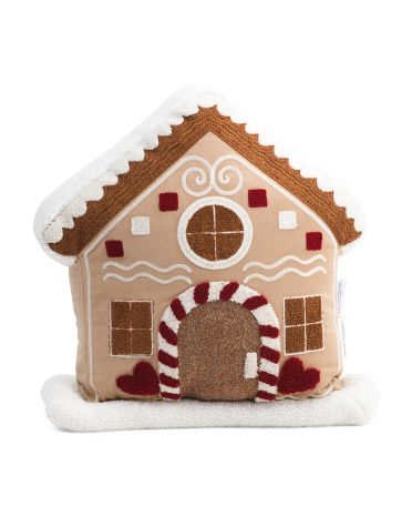Embroidered Gingerbread House Pillow | TJ Maxx