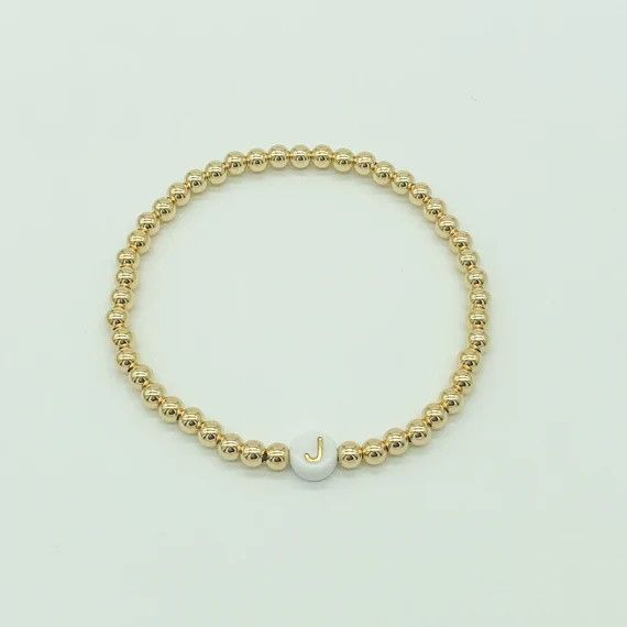 14k Gold Filled 4mm Beaded Initial Bracelet  14k Gold Filled | Etsy | Etsy (US)