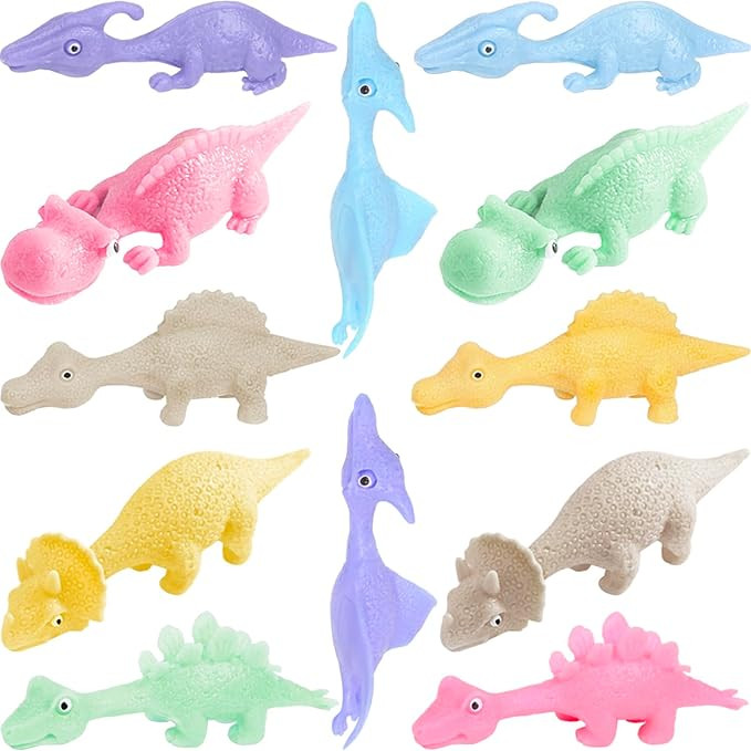 Dinosaur Toys for Kids Stocking Stuffers 12pcs Slingshot Dinosaur Finger Toys for Boys Party Favo... | Amazon (US)