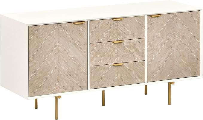 Amazon Brand – Rivet Mid-Century Modern Wood Media TV Console Stand Table, 59"H, White & Gray | Amazon (US)