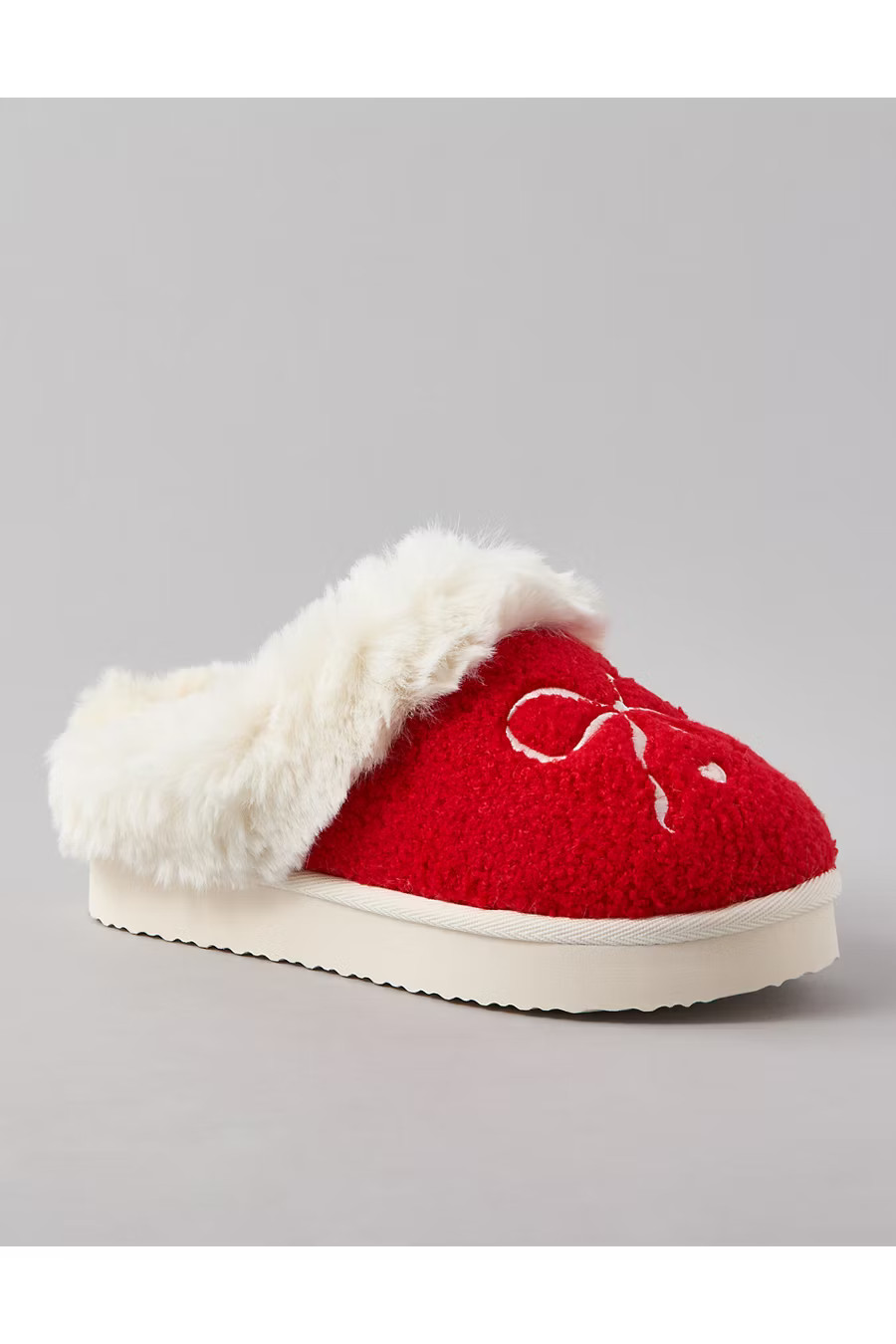 AE Bow Scuff Slipper Women's Red 8 | American Eagle Outfitters (US & CA)