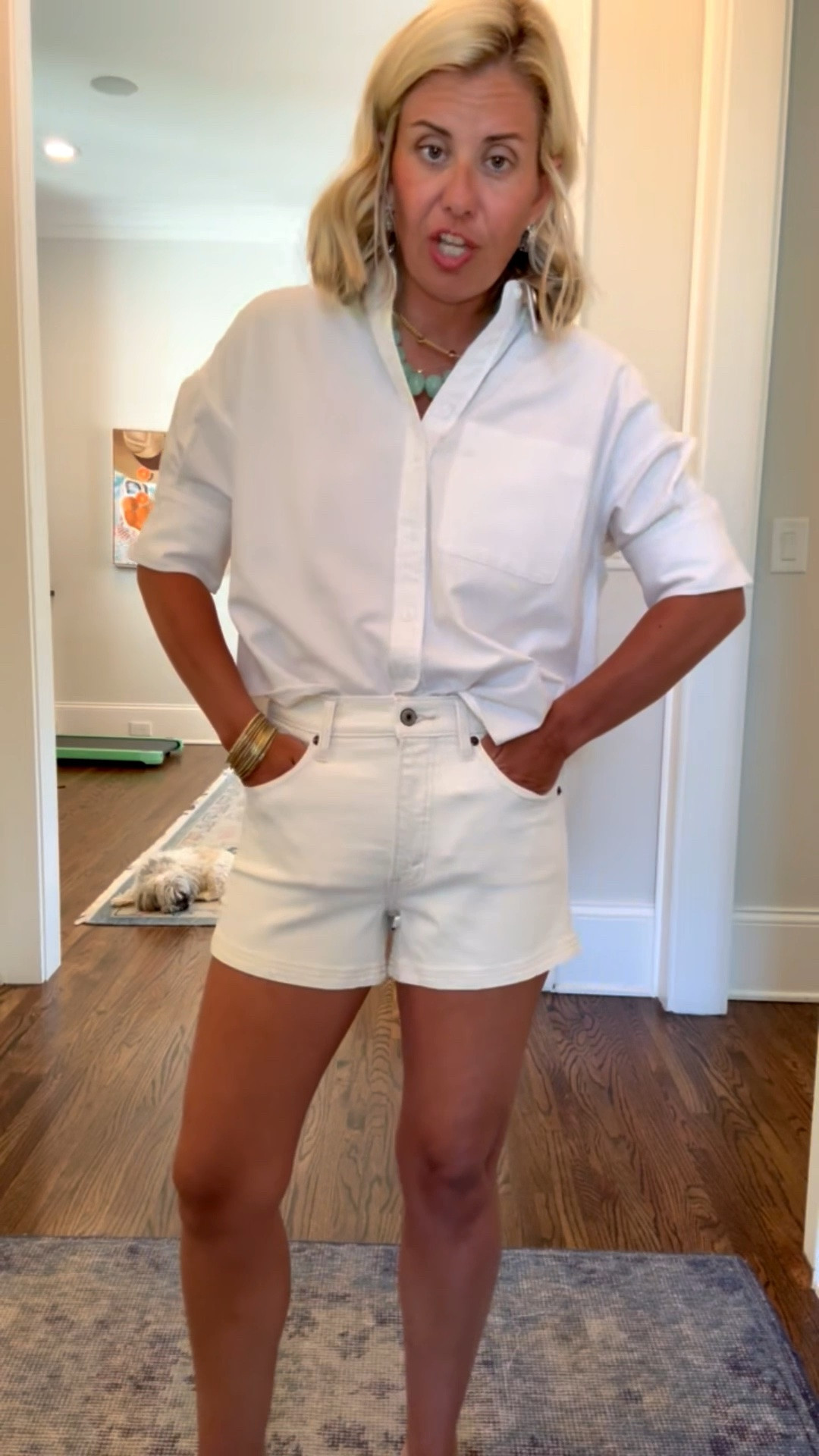 Oh I love these shorts and a monochromatic look!￼Are they too short on me?
Code AFLTK for 20% off, including sale items! 
Blouse - xs
Shorts - 26

#LTKxAbercrombie #LTKmomlife #LTKdayinmylife