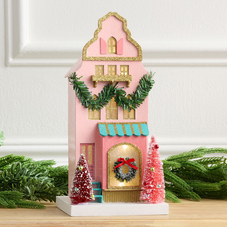 Pink Paper Holiday House LED Light Up Decor | World Market