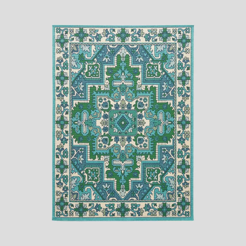 5'3" x 7' Houston Outdoor Rug Ivory/Blue - Christopher Knight Home | Target