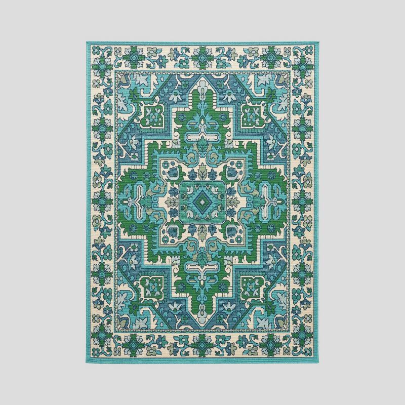 5'3" x 7' Houston Outdoor Rug Ivory/Blue - Christopher Knight Home | Target