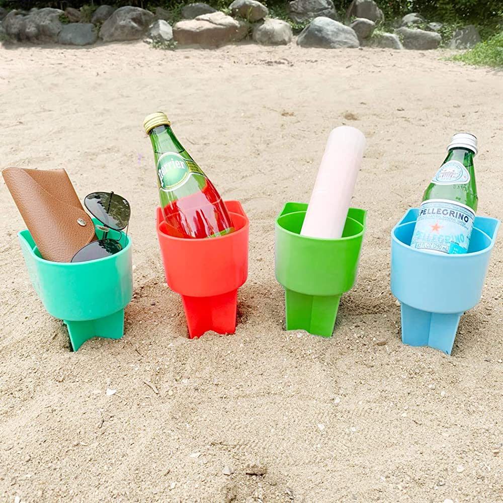 Home Queen Beach Cup Holder with Pocket, Multi-Functional Sand Cup Holder for Beverage Phone Sung... | Amazon (US)
