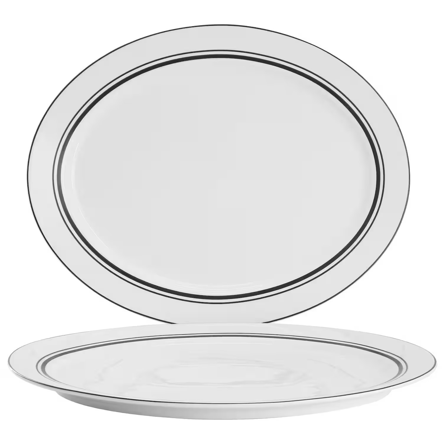 Sur La Table - 2 Piece 14 Inch Ceramic Oval Serving Platter with Black Bands - White | Best Buy U.S.
