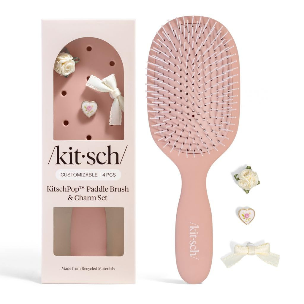 KitschPop™ Paddle Hairbrush for Women – Flexible Bristles Paddle Brush for Less Breakage, Sca... | Amazon (US)
