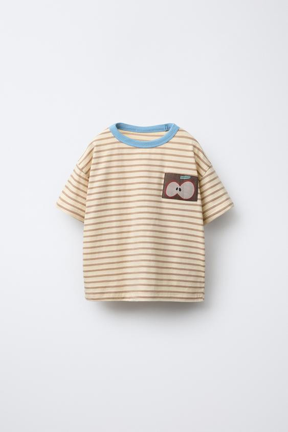 STRIPED APPLE PATCH T-SHIRT | Zara US