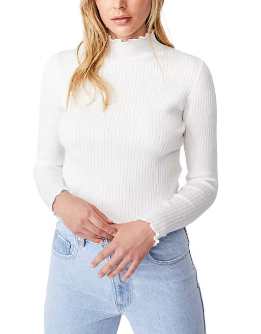 Cotton:On high neck ribbed knitted sweater in white | ASOS (Global)