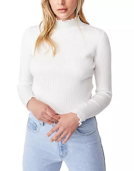 Cotton:On high neck ribbed knitted sweater in white | ASOS (Global)