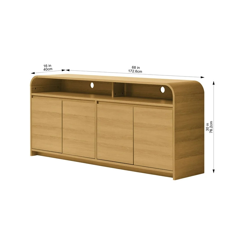 Better Homes & Gardens Juliet Curved TV Stand for TVs up to 75”, Walnut Finish - Walmart.com | Walmart (US)